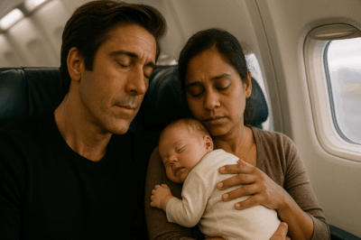 David Muir: ‘Just Let Her Sleep!’ — Exhausted Mom Wakes Up on ABC Star’s Shoulder, Stunned to Learn His Identity!” Unravel this heartwarming plane encounter that’s soaring across the internet