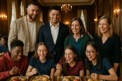 Heartwarming Touchdown: Travis Kelce and Patrick Mahomes Transform Their Steakhouse into a Haven for Hungry Students, Moved to Tears by a Teacher’s Emotional Thank-You Note