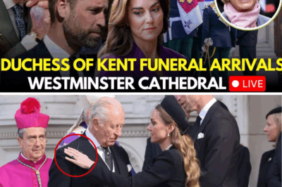 As William, Kate, and Charles Mourn in Solemn Sorrow Beside Coronation Street Stars at the Duchess of Kent’s Heart-Wrenching Farewell, Gasps Echo Through the Crowd When Disgraced Prince Andrew Boldly Strides In – What Secret Drama Unfolded Behind the Velvet Ropes?