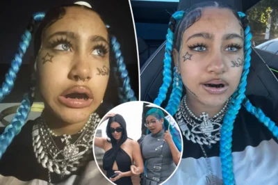 North West’s Edgy Overhaul: 12-Year-Old Daughter of Kim and Kanye Rocks Fake Tattoos, Grillz and Blue Braids – Sparking Fan Fury and Family Feud