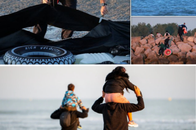 Masked British Vigilantes Storm French Beaches: Knives Out as They Slash Migrant Boats – Even with Terrified Kids Watching in Horror! 😱