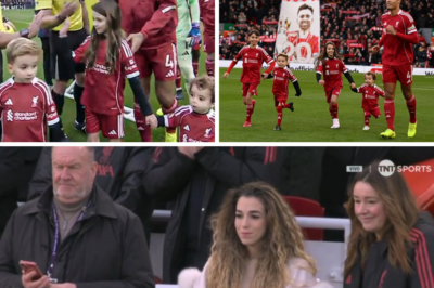 Heartwarming Tribute at Anfield: Children of Late Liverpool Star Diogo Jota Join Captain Virgil van Dijk on the Pitch in Emotional Moment