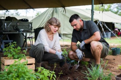 Taylor Swift and Travis Kelce Secretly Transform Overgrown Military Base Plot into Thriving Vegetable Garden – Feeding Troops for Months!