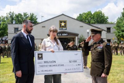 Taylor Swift & Travis Kelce’s Heartwarming Surprise Visit to U.S. Troops: A $2 Million Gift, a New Library, and a Tear-Jerking Note That Changed Soldiers’ Lives Forever ❤️