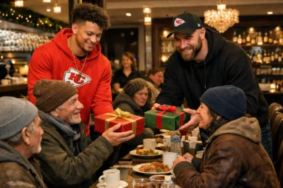 NFL Stars Patrick Mahomes and Travis Kelce Turn Steakhouse Success into Million-Dollar Lifeline for the Homeless – A Heartwarming Holiday Surprise