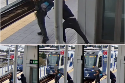 😱💥 EVERY COMMUTER’S WORST NIGHTMARE: Stranger Lurks Behind Elevator Then Violently Shoves Man Into Oncoming Seattle Train – Heart-Stopping Video!