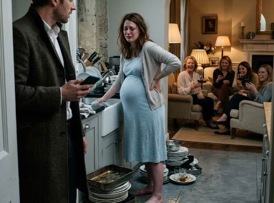HE CAUGHT HIS EIGHT-MONTH-PREGNANT WIFE SCRUBBING DISHES WHILE HIS FAM...